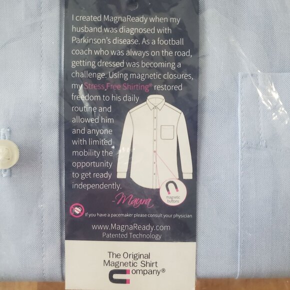 MagnaReady the original magnetic mens shirt sz XXL blue color chest pocket new - Picture 4 of 8